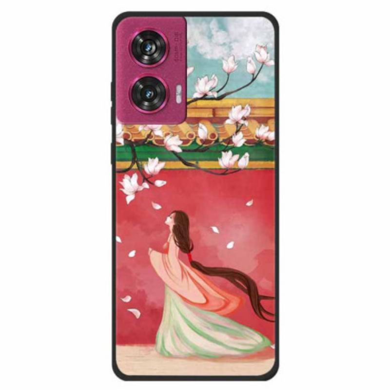 Coque Motorola Edge 50 Fusion Femme Fleur de Pêcher