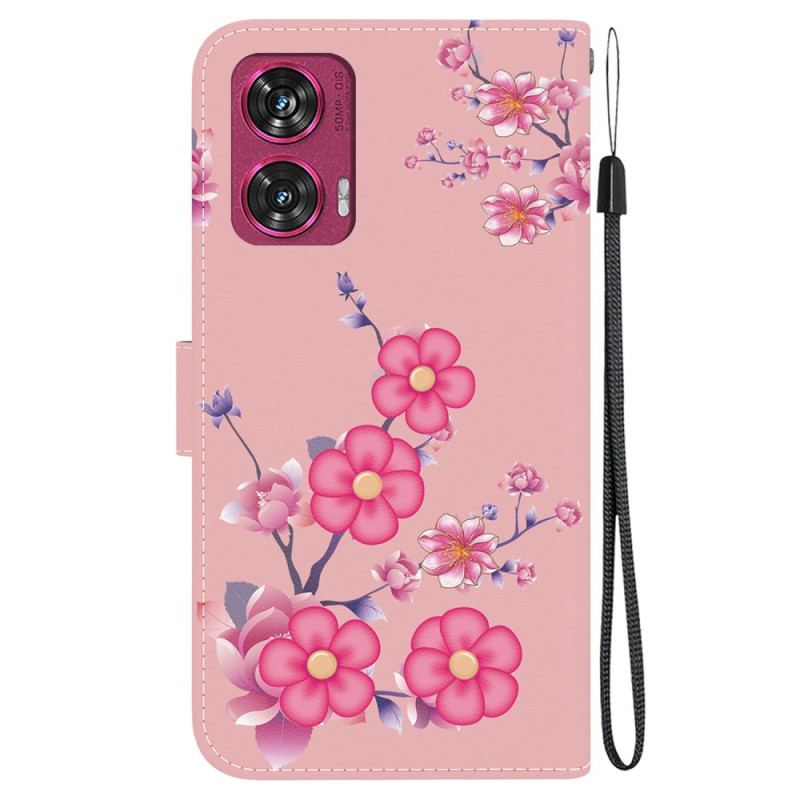 Housse Motorola Edge 50 Fusion Motif Sakura à Lanière