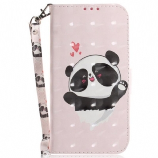 Housse Motorola Edge 50 Fusion Panda LOve à Lanière