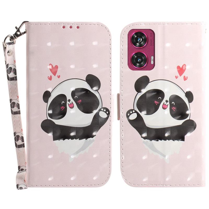 Housse Motorola Edge 50 Fusion Panda LOve à Lanière