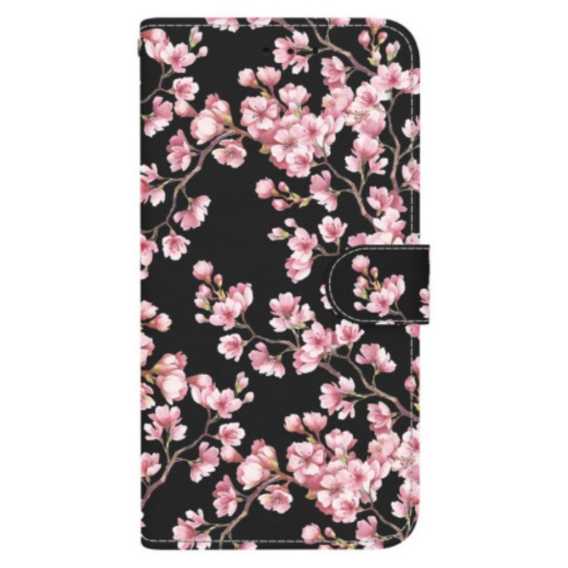 Housse Oppo Reno 12F 5G Fleurs de Prunier à Lanière