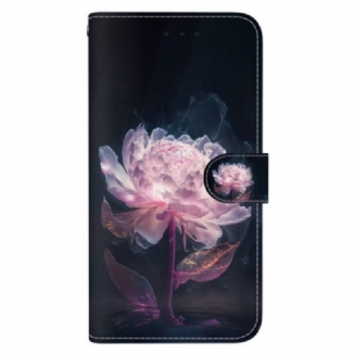 Housse Oppo Reno 12F 5G Pivoine Pourpre à Lanière