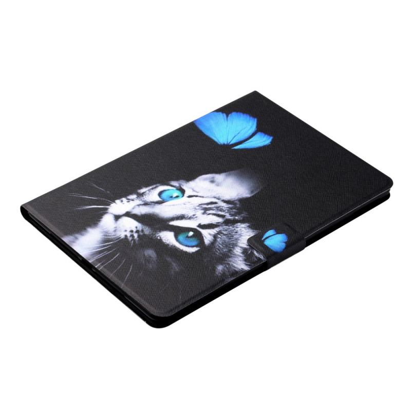 Housse Samsung Galaxy Tab A8 (2021) Chat et Papillon Bleu