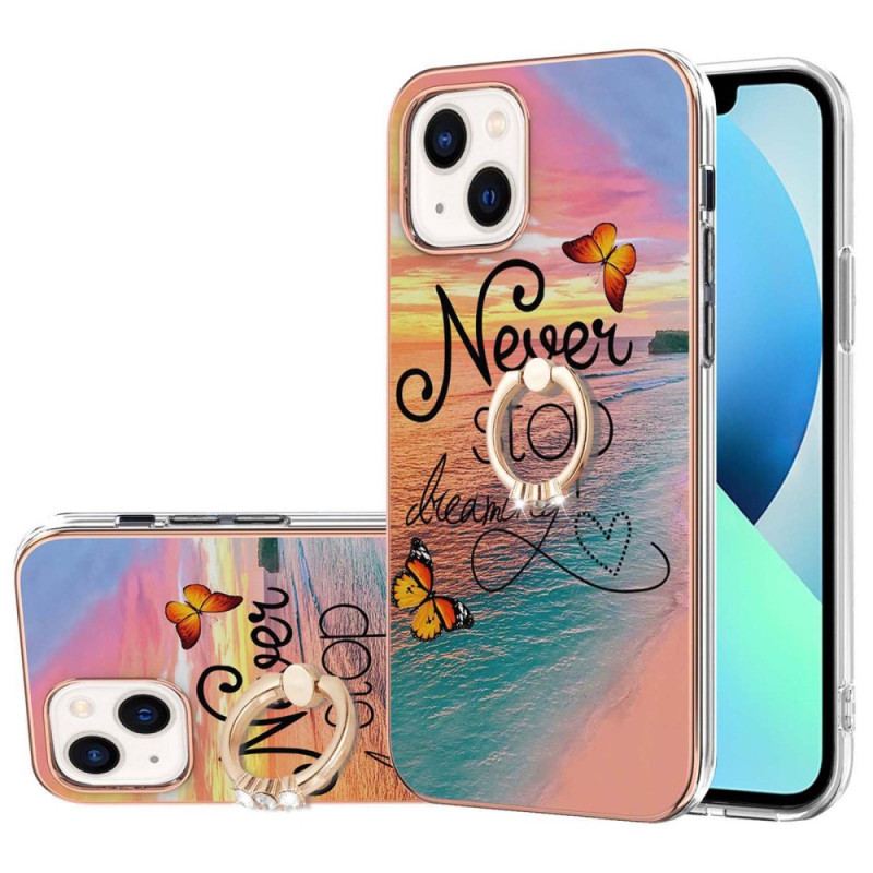 Coque iPhone 15 Plus Anneau-Support Never Stop Dreaming