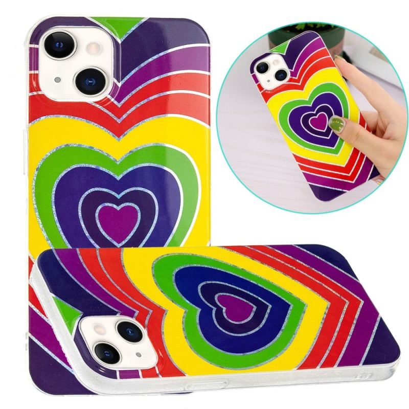 Coque iPhone 15 Plus Coeur Psychédélique