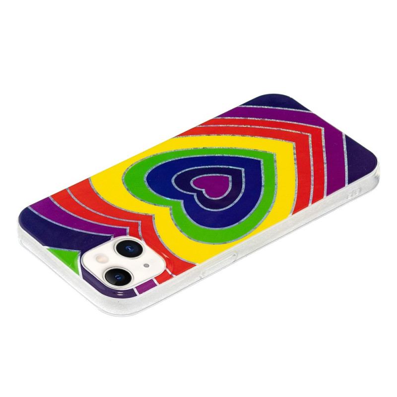 Coque iPhone 15 Plus Coeur Psychédélique