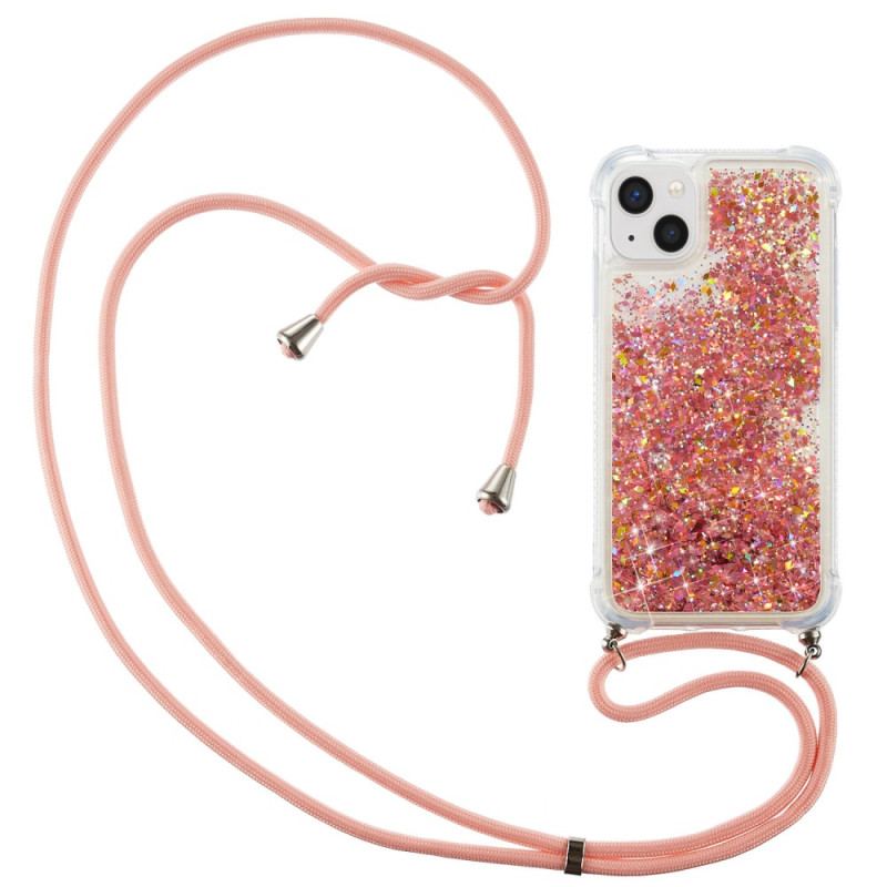 Coque iPhone 15 Plus à Cordon Paillettes