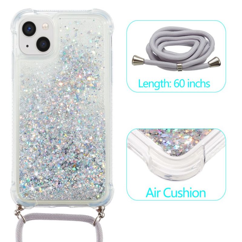 Coque iPhone 15 Plus à Cordon Paillettes