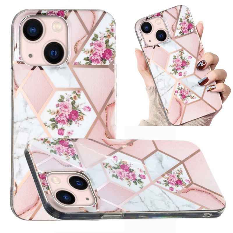 Coque iPhone 15 Plus Marbre Floral