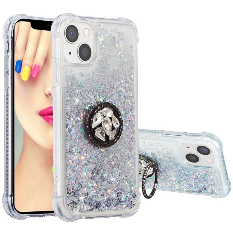 Coque iPhone 15 Plus Paillettes avec Anneau-Support