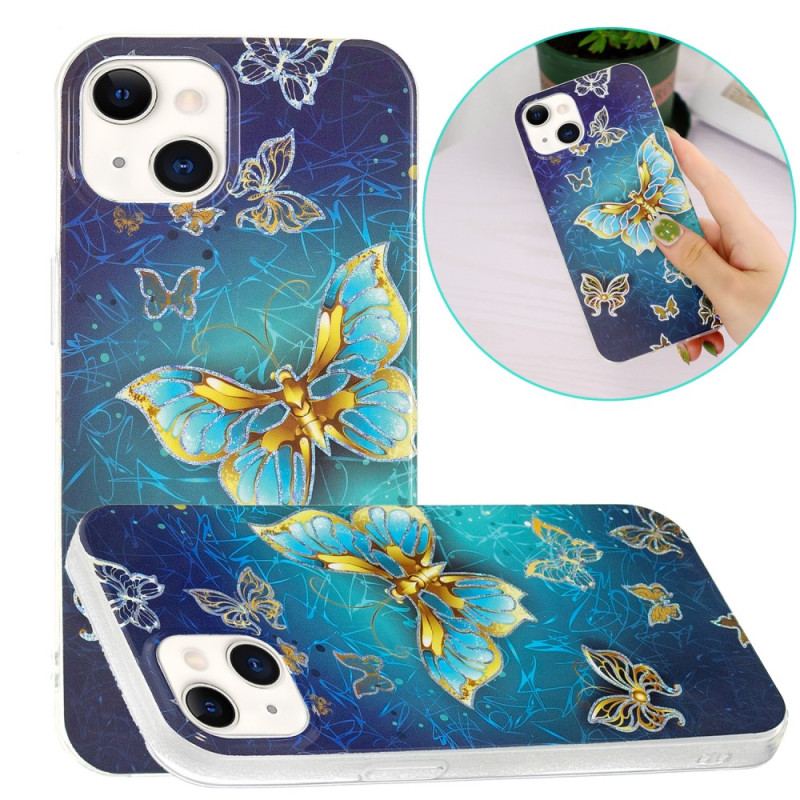 Coque iPhone 15 Plus Papillons Dorés