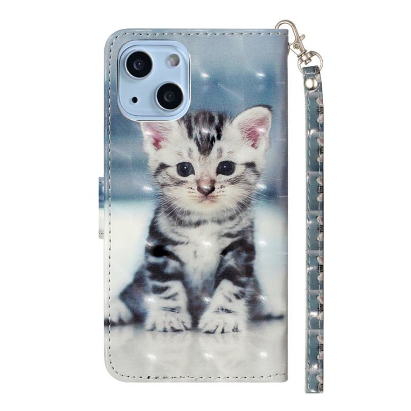 Housse iPhone 15 Plus Chaton 3D à Lanière