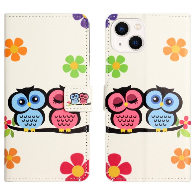 Housse iPhone 15 Plus Couple de Hiboux