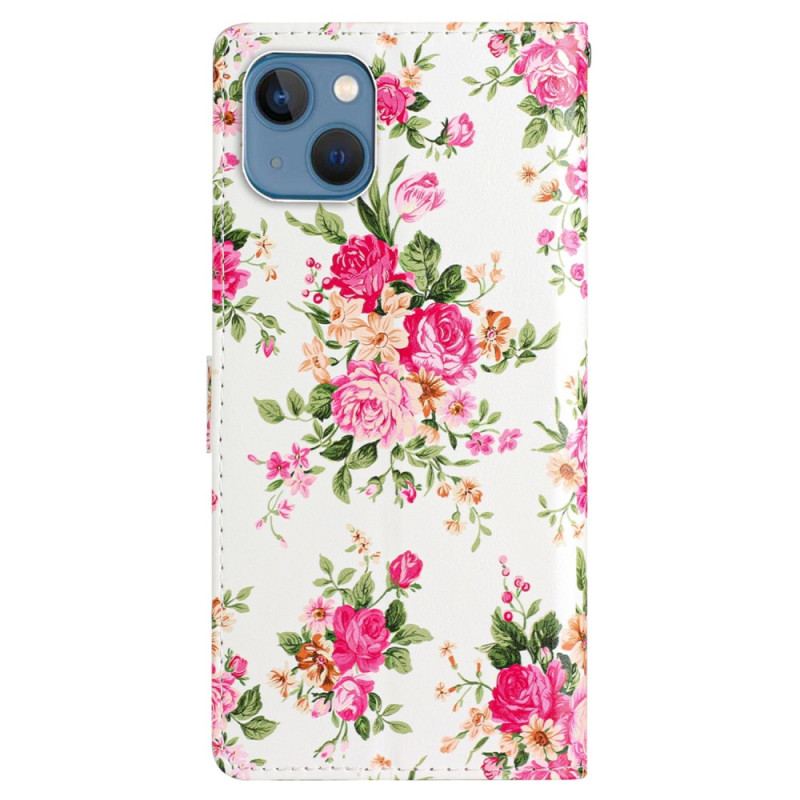 Housse iPhone 15 Plus Des Fleurs à Lanière