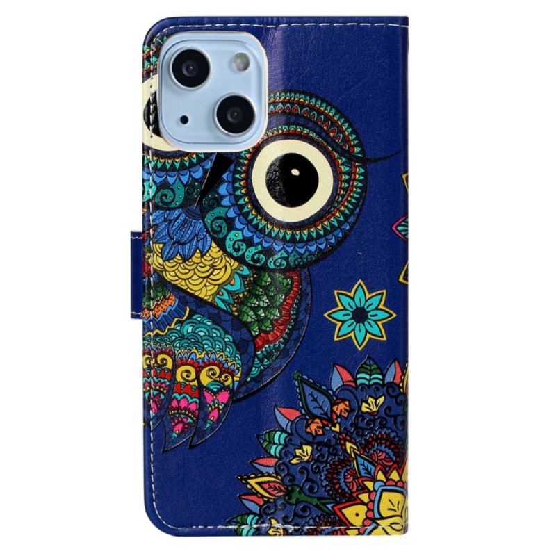 Housse iPhone 15 Plus Hibou Tribal à Lanière