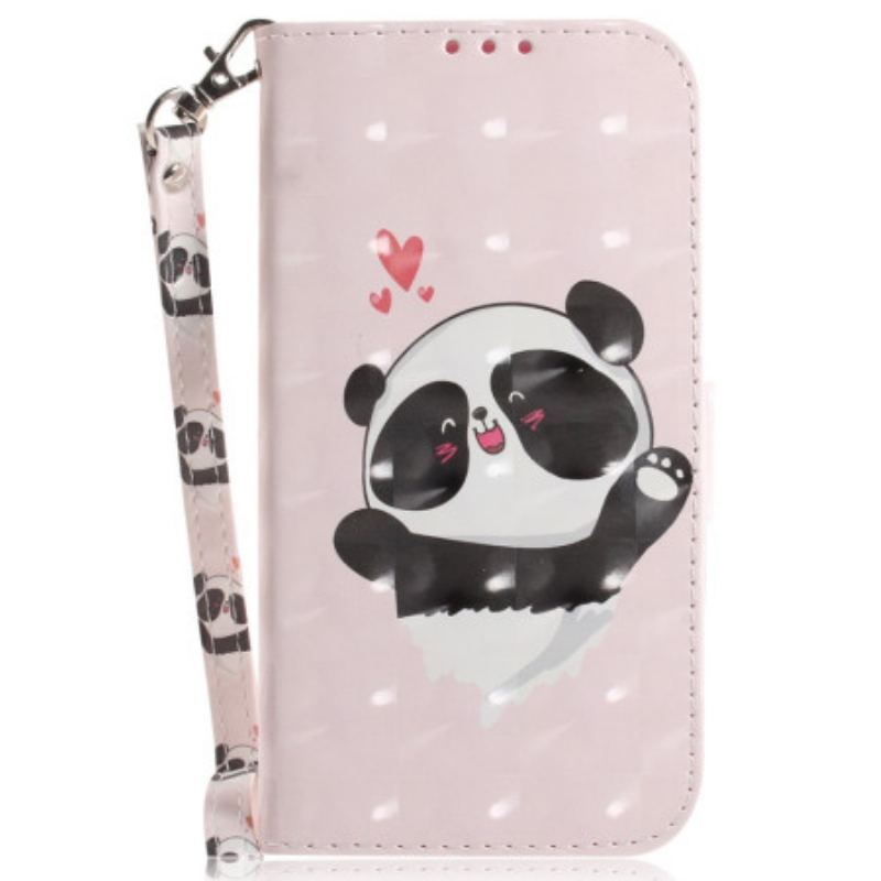 Housse iPhone 15 Plus Panda Love à Lanière