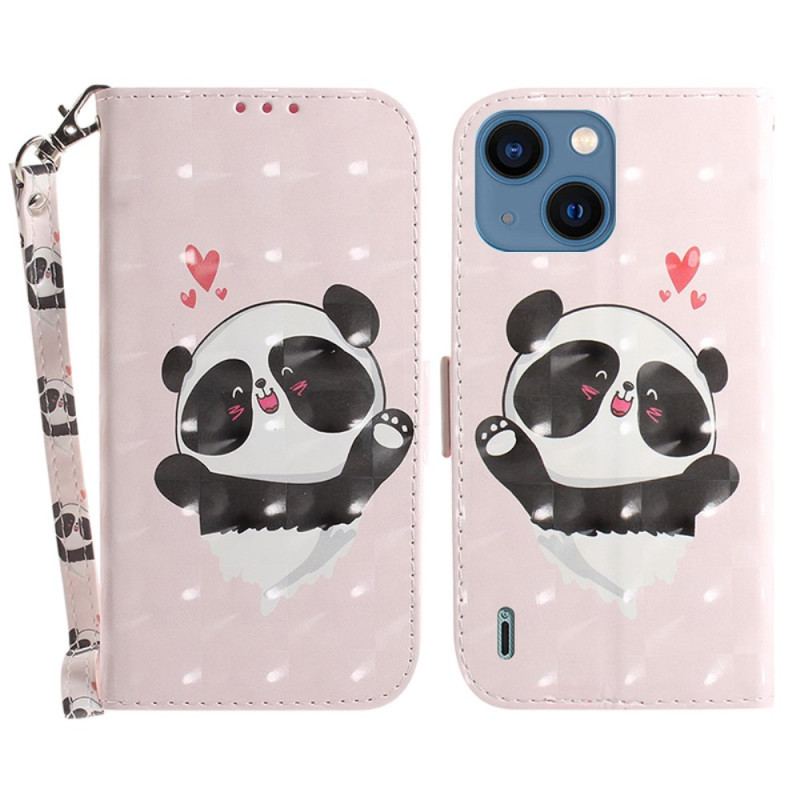 Housse iPhone 15 Plus Panda Love à Lanière