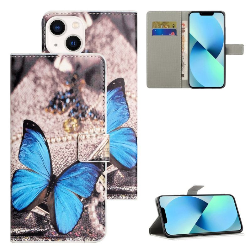 Housse iPhone 15 Plus Papillon Bleu