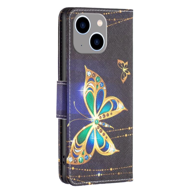 Housse iPhone 15 Plus Papillons en Or