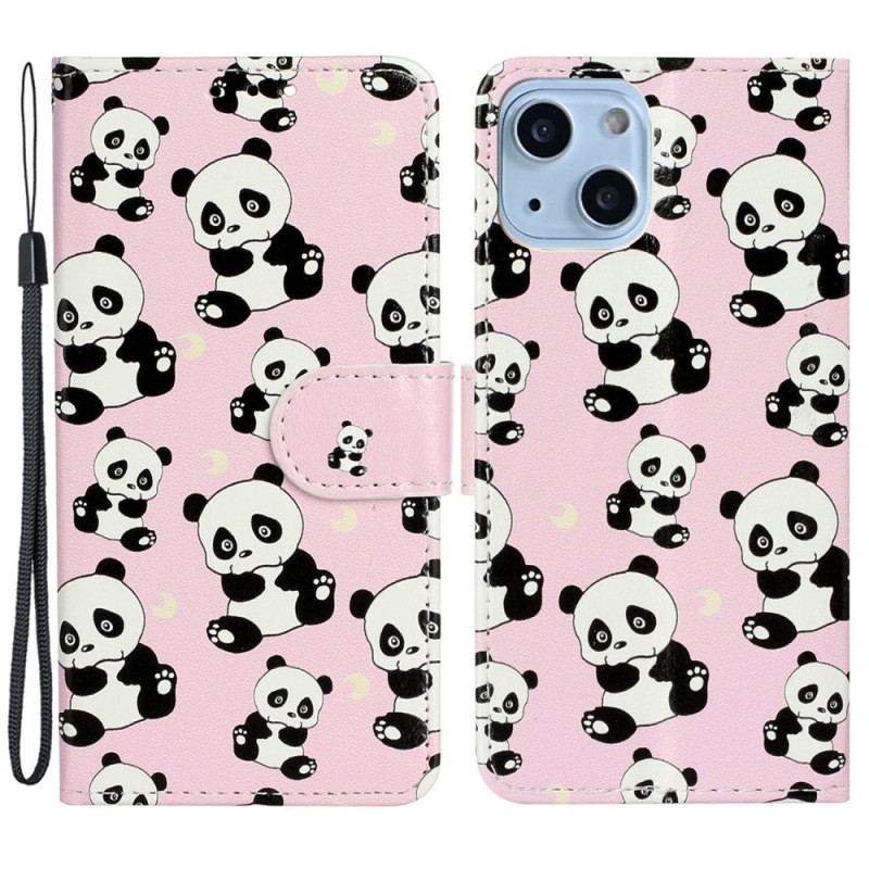 Housse iPhone 15 Plus Petits Pandas à Lanière