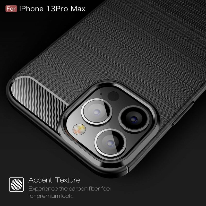 Coque iPhone 13 Po Max Fibre Carbone Brossée