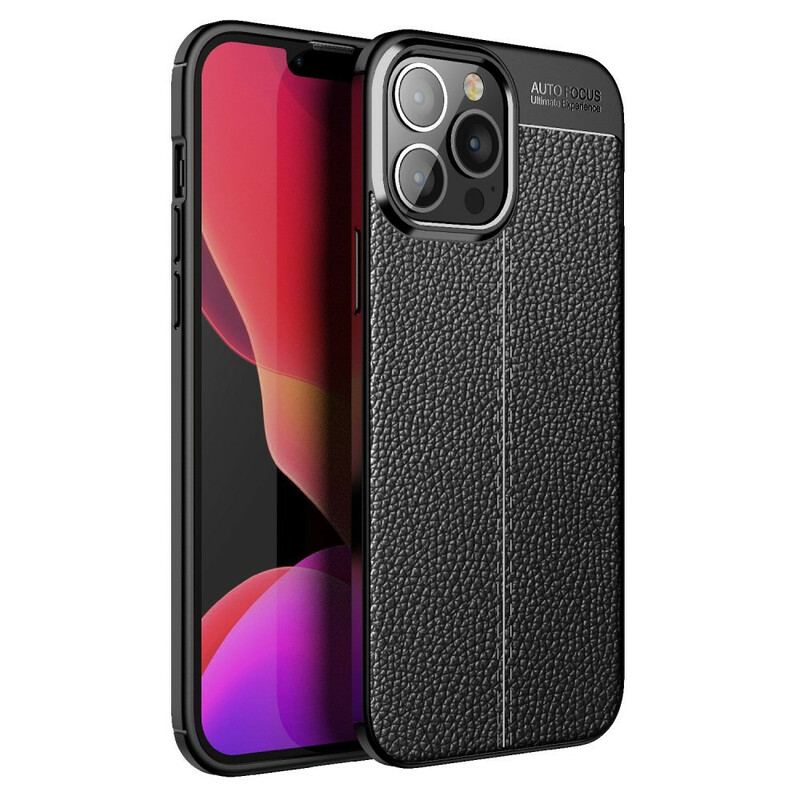 Coque iPhone 13 Pro Max Effet Cuir Litchi Double Line