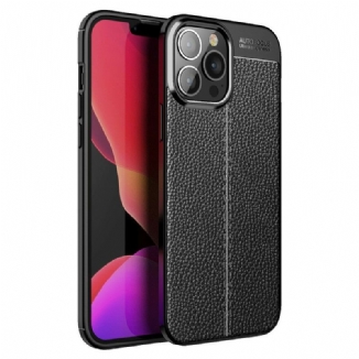 Coque iPhone 13 Pro Max Effet Cuir Litchi Double Line