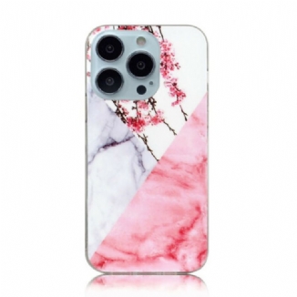 Coque iPhone 13 Pro Max Marbrée Fleurs de Prunier