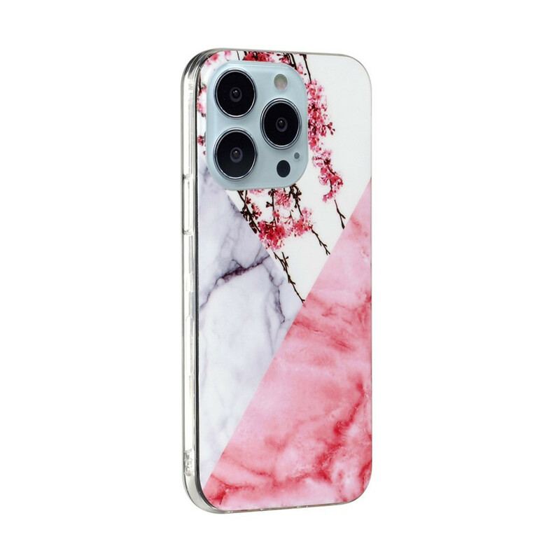 Coque iPhone 13 Pro Max Marbrée Fleurs de Prunier