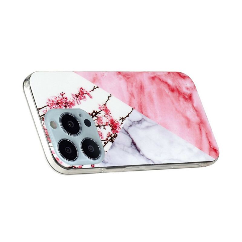 Coque iPhone 13 Pro Max Marbrée Fleurs de Prunier