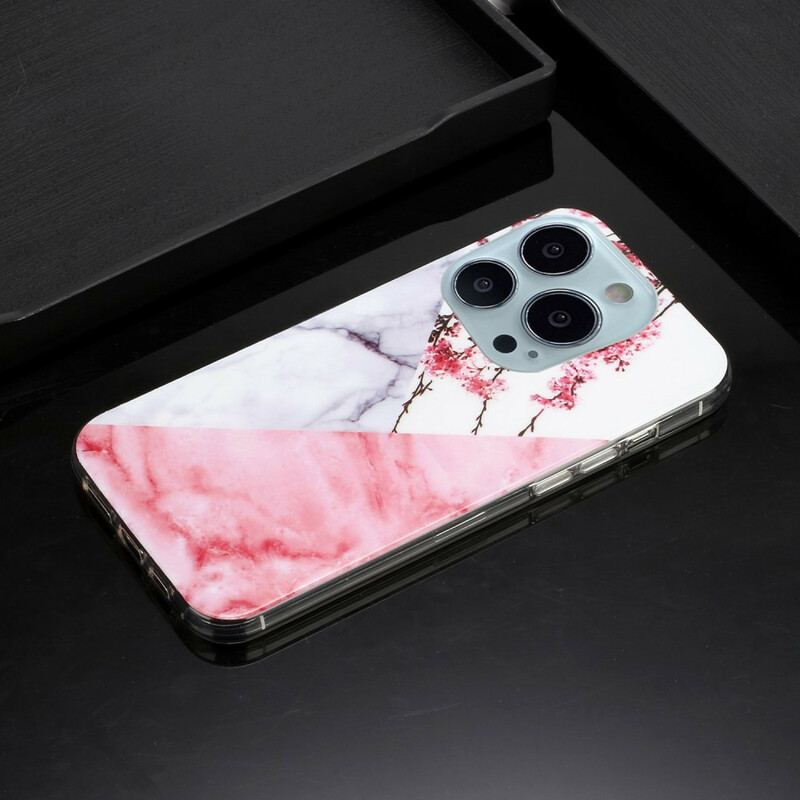 Coque iPhone 13 Pro Max Marbrée Fleurs de Prunier