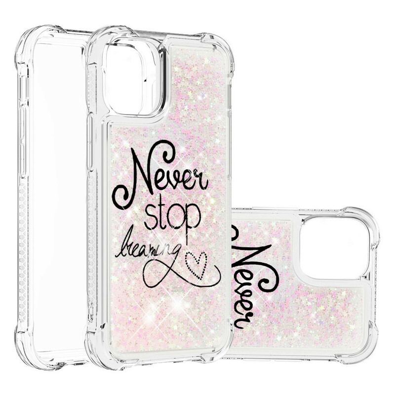 Coque iPhone 13 Pro Max Never Stop Dreaming Paillettes