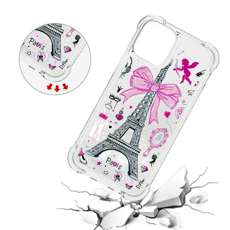 Coque iPhone 13 Pro Max La Tour Eiffel Paillettes