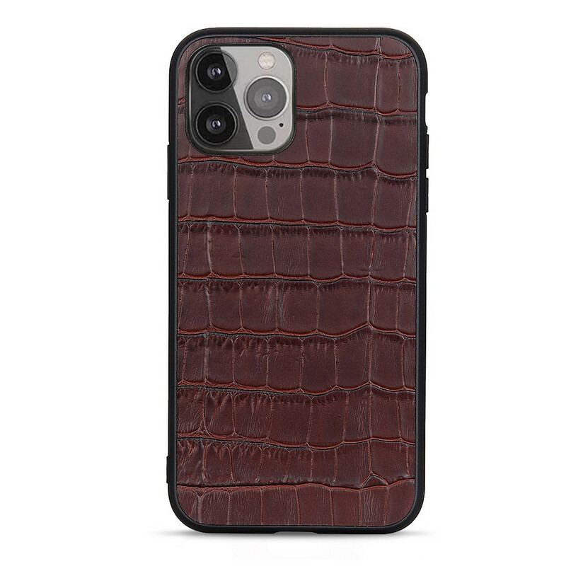 Coque iPhone 13 Pro Max Véritable Cuir Texture Crocodile