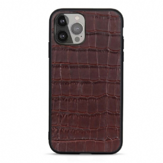 Coque iPhone 13 Pro Max Véritable Cuir Texture Crocodile