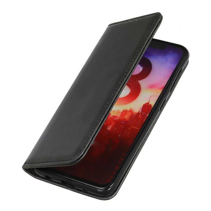 Flip Cover iPhone 13 Pro Max Cuir Litchi Fendu