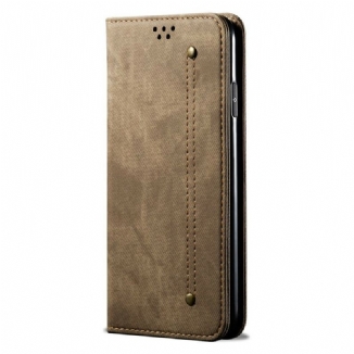 Flip Cover iPhone 13 Pro Max Simili Cuir Texture Jeans