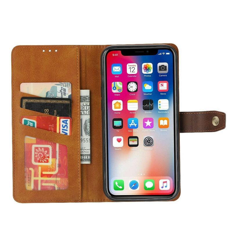 Housse iPhone 13 Pro Max Effet Cuir Porte-Carte Frontal et Sangle