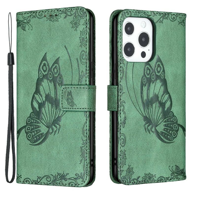 Housse iPhone 13 Pro Max Papillon Baroque à Lanière