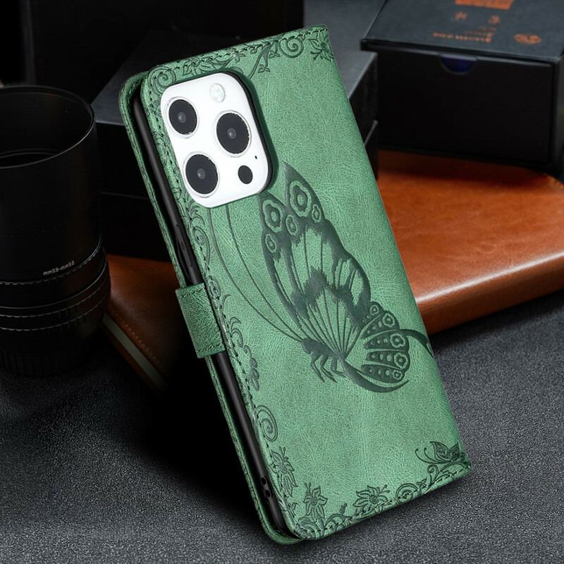 Housse iPhone 13 Pro Max Papillon Baroque à Lanière