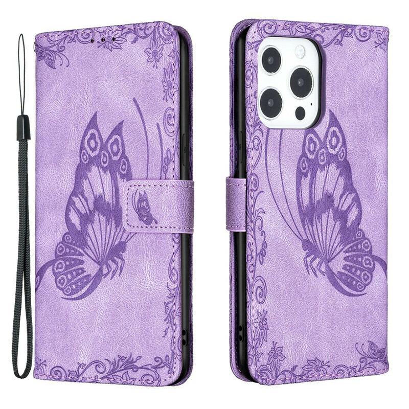 Housse iPhone 13 Pro Max Papillon Baroque à Lanière