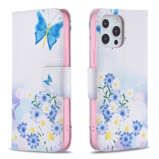 Housse iPhone 13 Pro Max Papillons et Fleurs Peints