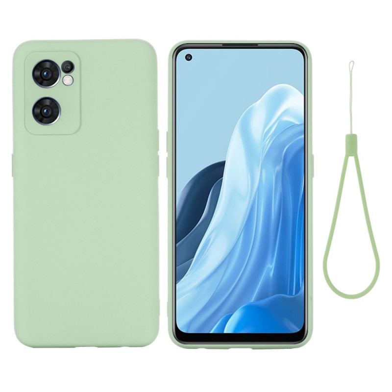 Coque Oppo Find X5 Lite 5G Silicone Liquide avec Lanière