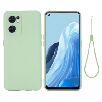 Coque Oppo Find X5 Lite 5G Silicone Liquide avec Lanière