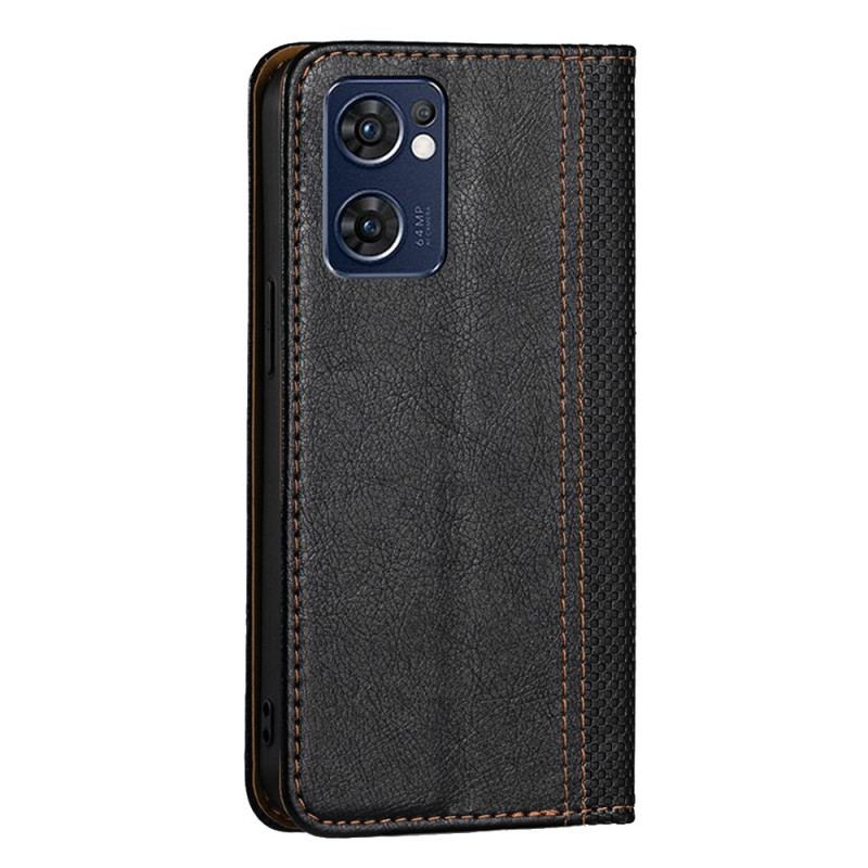 Flip Cover Oppo Find X5 Lite Cuir Litchi Fendu Coutures