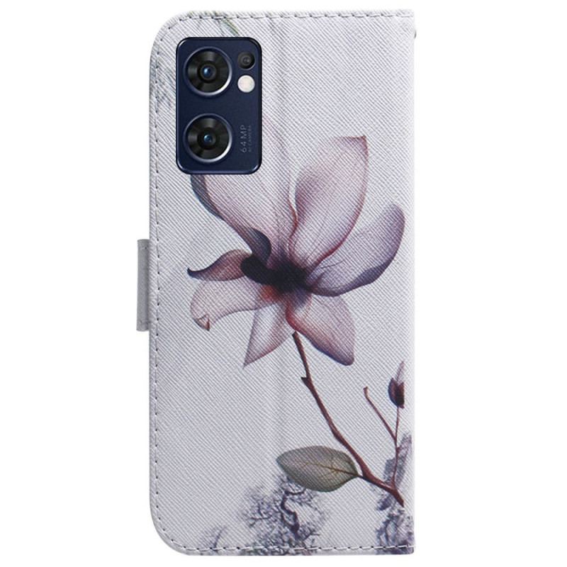 Housse Oppo Find X5 Lite Fleur Vieux Rose