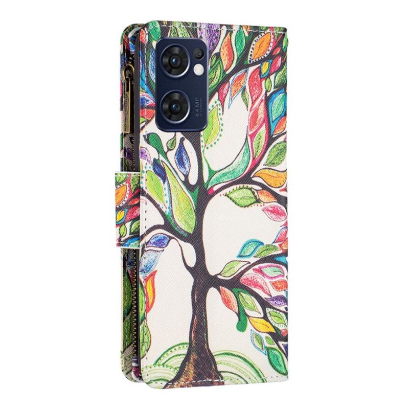 Housse Oppo Find X5 Lite Poche Zippée Arbre