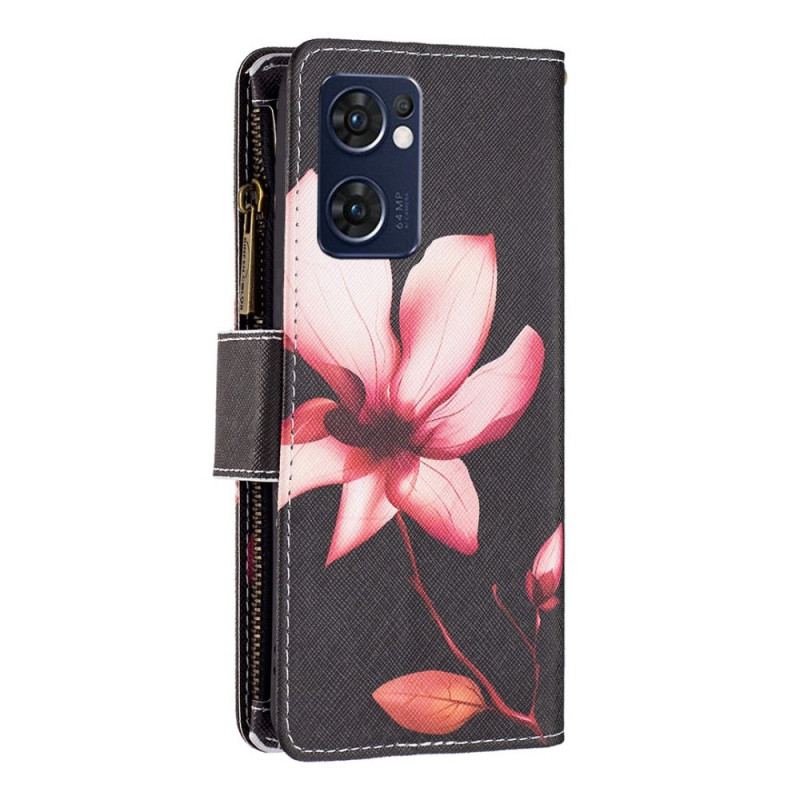 Housse Oppo Find X5 Lite Poche Zippée Fleur