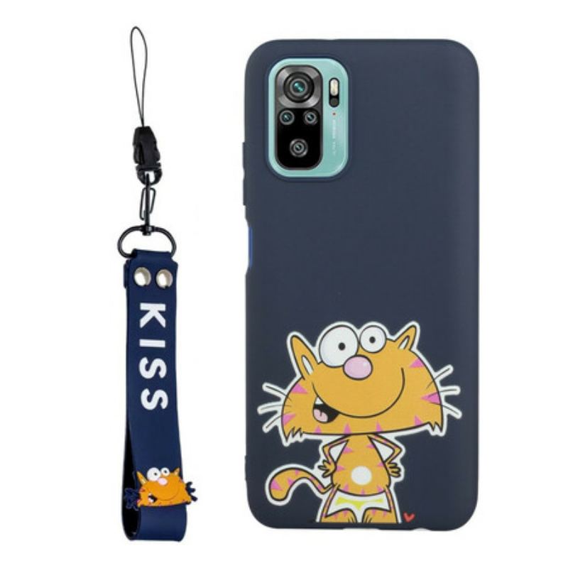 Coque Xiaomi Redmi Note 10/10S/Poco M5s Chat avec Lanière Kiss