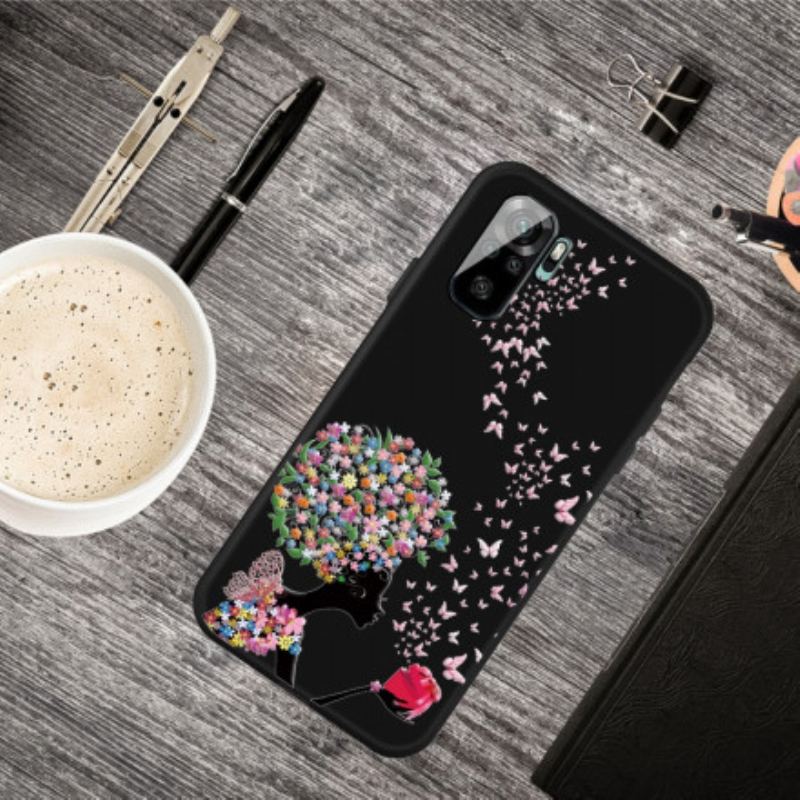 Coque Xiaomi Redmi Note 10/10S/Poco M5s Femme à la Tête Fleurie